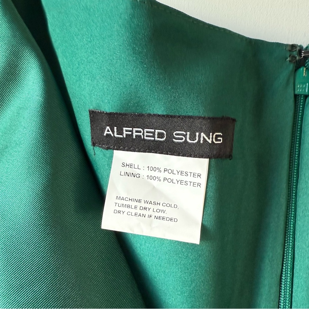 ALFRED SUNG Emerald Green Off-Shoulder Maxi Dress - Picture 4 of 7